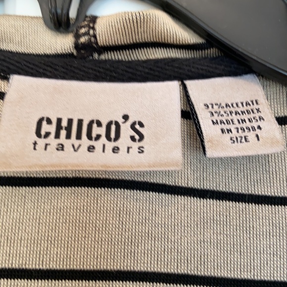 Chico’s Travelers Stripe Hooded Jacket Sz 1 - Picture 6 of 6